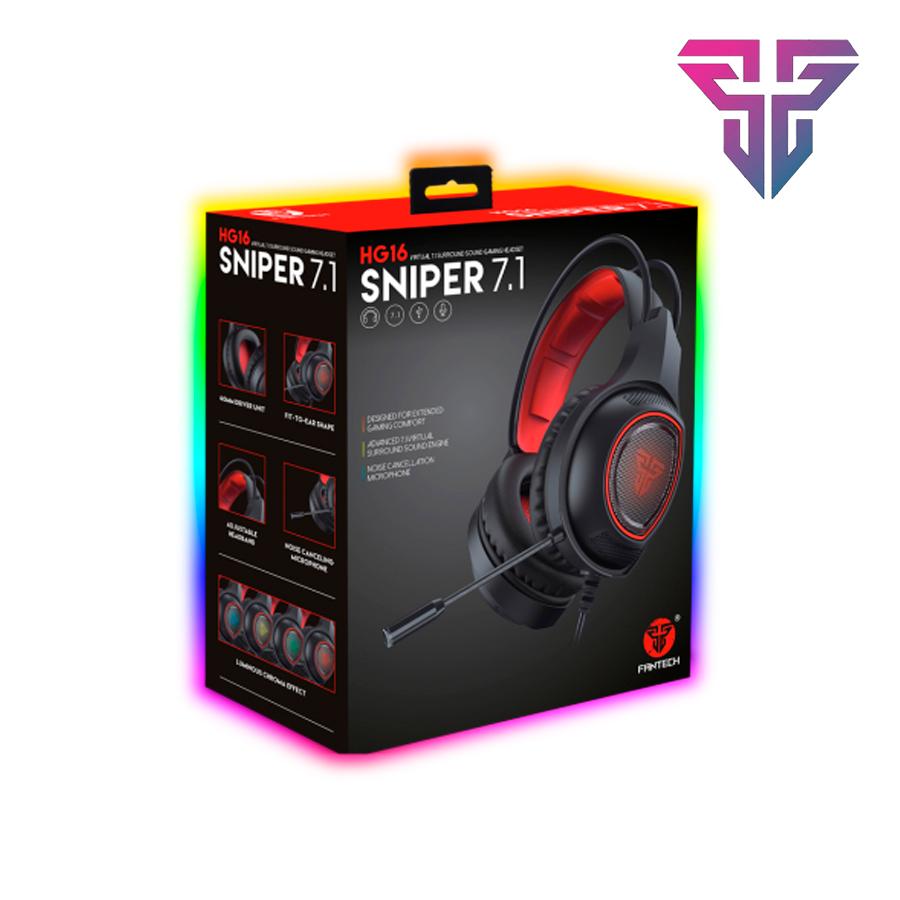 Headset Gamer Fantech Sniper HG16 - Som Surround 7.1, RGB e Microfone com Cancelamento de Ruído