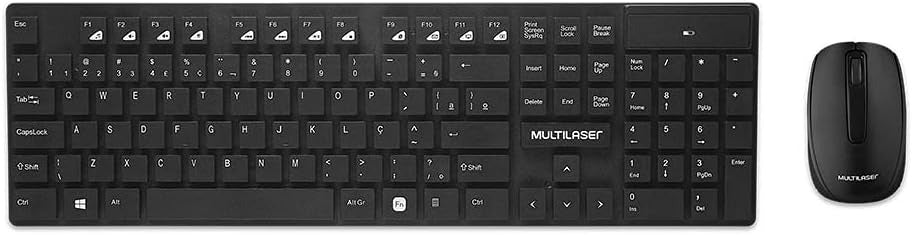 Kit Teclado e Mouse Sem Fio Multilaser TC251 - Teclas Flutuantes ABNT2 1200 DPI